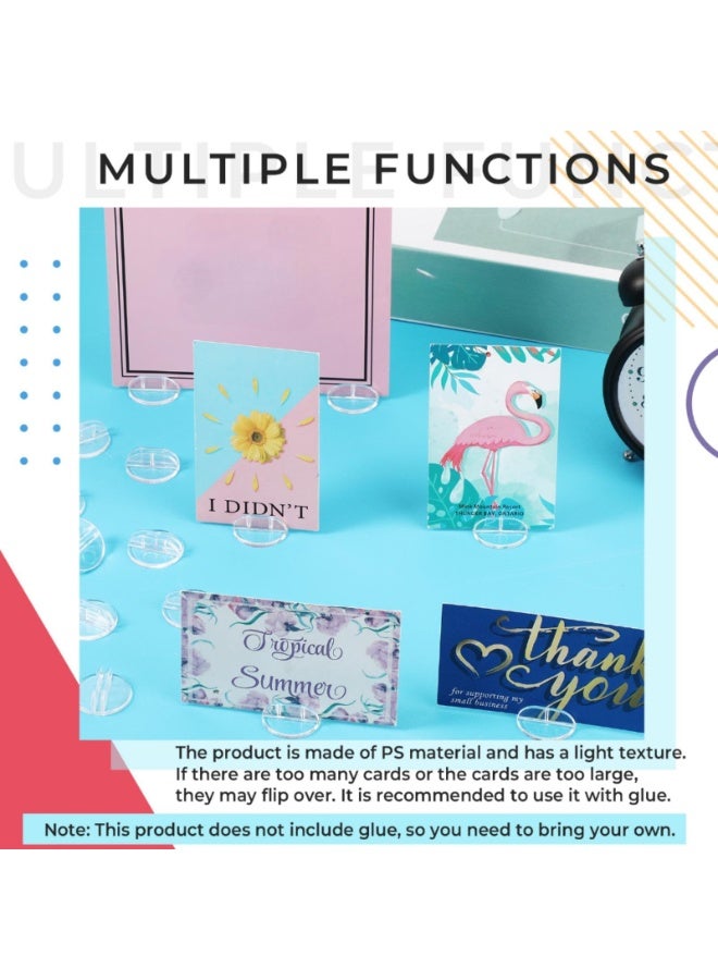 سيوسي Clear Plastic Card Stands, Mini Table Number Holders for Weddings & Events, Translucent Place Card Clips, Miniature Display Stands for Menus, Price Tags, Game Cards (50 Pcs, Lightweight) - Image 2